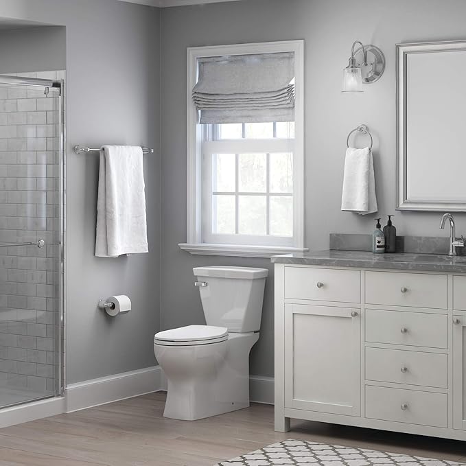 Franklin Brass Kinla 3-Piece Bathroom Set Polished Chrome 24" Towel Bar Racks, Toilet Paper Holder, Ring Hardware KIN3PC-PC