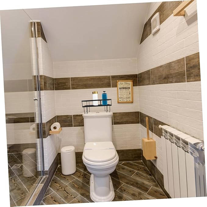 ULTECHNOVO Single-Layer Toilet Rack for Storage Over Shelf Bathroom Tiers Toilet Shelves Carbon Steel Black