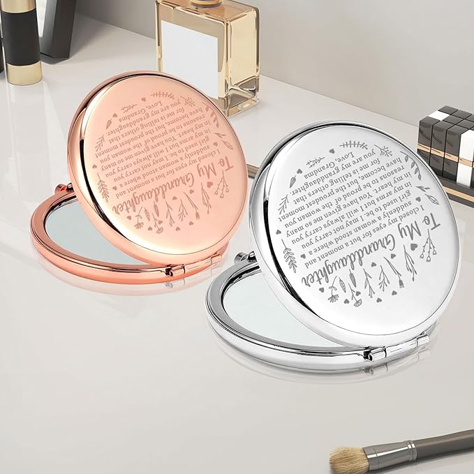 PLITI Granddaughter Gift Granddaughter Graduation Gift to My Granddaughter Compact Mirror Grandpa Grandma (Granddaughter Closed CMrg)