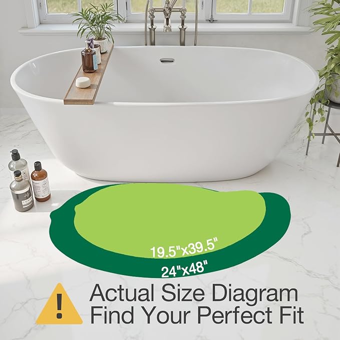 LUMI Cute Bathroom Rugs with Green Leaf Plant, Soft, Fluffy, Plush, Absorbent, Quick Dry, Non Slip, Machine Washable for Shower Floor, Bathroom, Bedroom,Kids Room, 19.5"x39.5", Palm Leaf