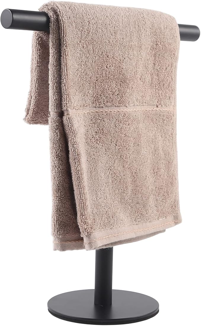 Bathroom Hand Towel Holder Stand???T-Shape Hand Towel Holder Stand SUS304 Stainless Steel Matte Black for Bathroom???Kitchen or Vanity Countertop