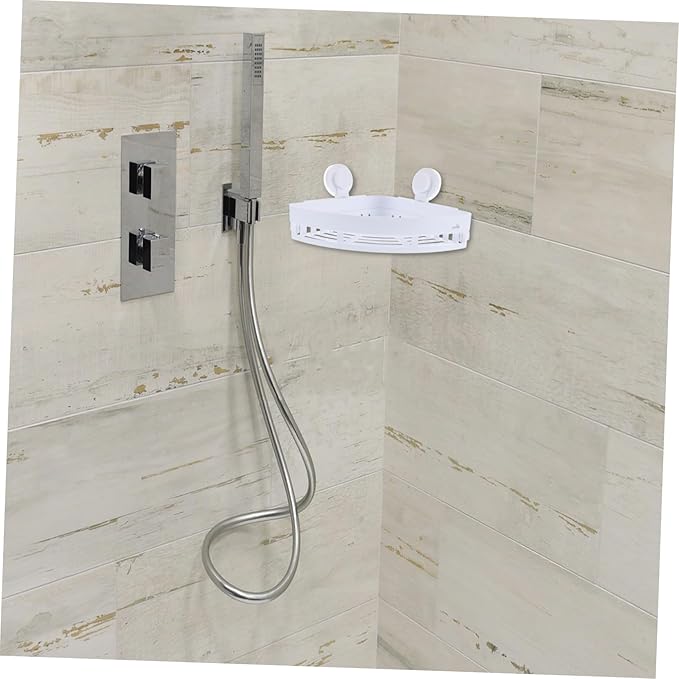 Holibanna Triangle Wall-Mounted Storage Shelf Bathroom Organizer Rack for Shampoo and Sundries Space-Saving Adhesive Storage Holder for Towels and Toiletries
