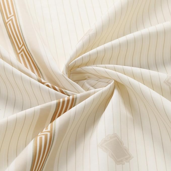 Fabric Shower Curtain, Beige Tan Stripe Cloth Shower Curtains for Bathroom, Waterproof Bathroom Small Curtains, 62" W x 72" H