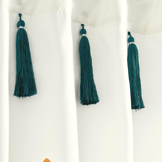 Lush Decor Boho Medallion Shower Curtain Single 72" W x 72" L Turquoise & Tangerine - Boho Shower Curtains for Bathroom Decor - Blue Bathroom Curtain