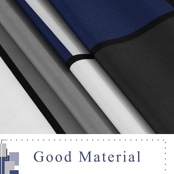 Shower Curtain Set with Hooks Blue and White Shower Curtain for Bathroom Fabric Grey Geometric Bath Curtains Decorative Gray Water Repellent, 60x72, Navy Blue