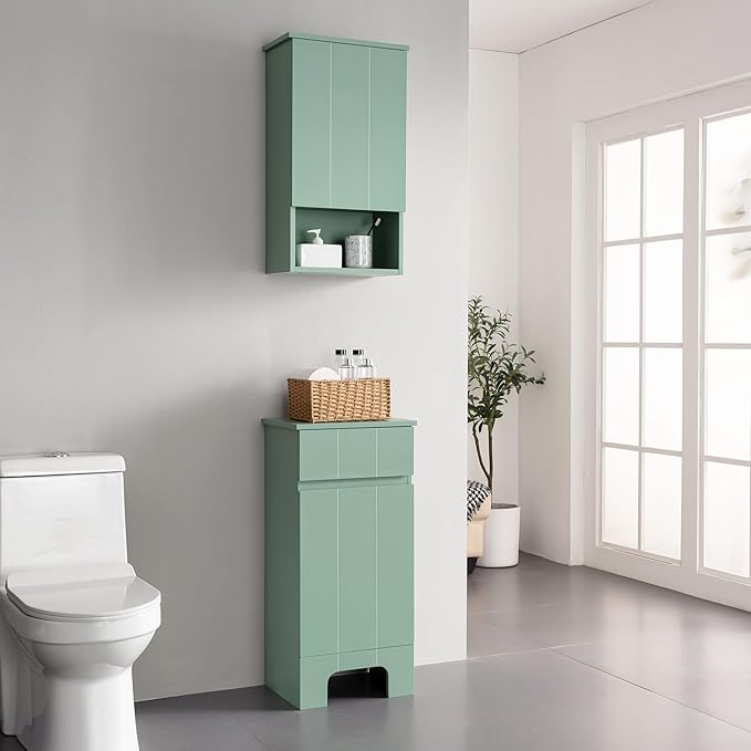 VANIRROR Bathroom Wall Cabinet with Single Door, Soft-Close Hinges, 15x27 inch Wooden Medicine Cabinet for Small Kitchen, Laundry, Entryway, Durable MDF Construction