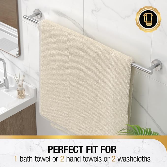 HITSLAM Brushed Nickel 30 Inch Towel Bar for Bathroom, SUS304 Stainless Steel Bathroom Towel Rack Wall Mounted, Modern Home Decor Bath Towel Holder with Hardware Accessories (Total Length 31.6 Inch)