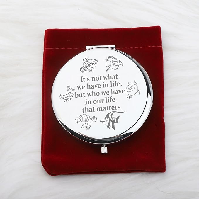 WUSUANED Funny Fish Nemo Makeup Mirror Cartoon Inspired Mirro r Dory Fish Lover Gift Cartoon Fan Gift Clownfish Lover Gifts (Clownfish Mirror Steel)