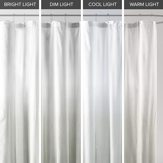 Madison Park Ara Shower Curtain, Seersucker Design Ombre Print, Modern Bathroom Decor, Machine Washable, Fabric Privacy Screen, 72x72, Grey