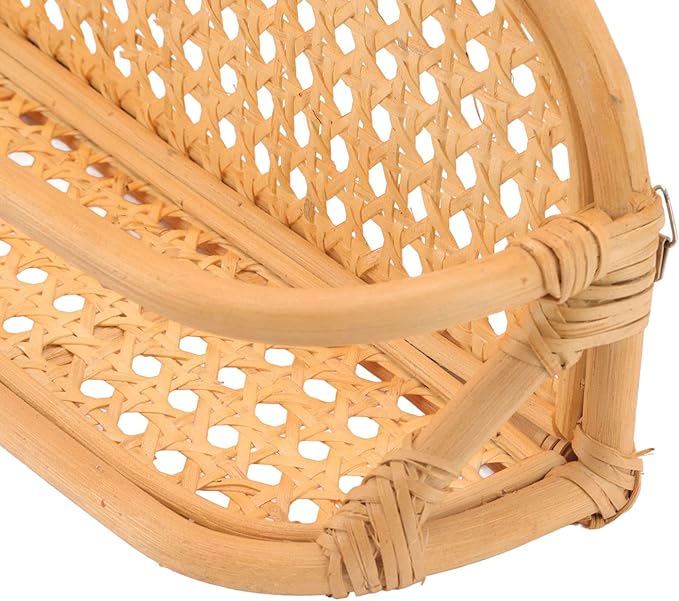 Rattan Wall Shelf, Handcrafted Rattan Hanging Storage Shelf with Sturdy Durable Design, for Bathroom Kitchen Living Room