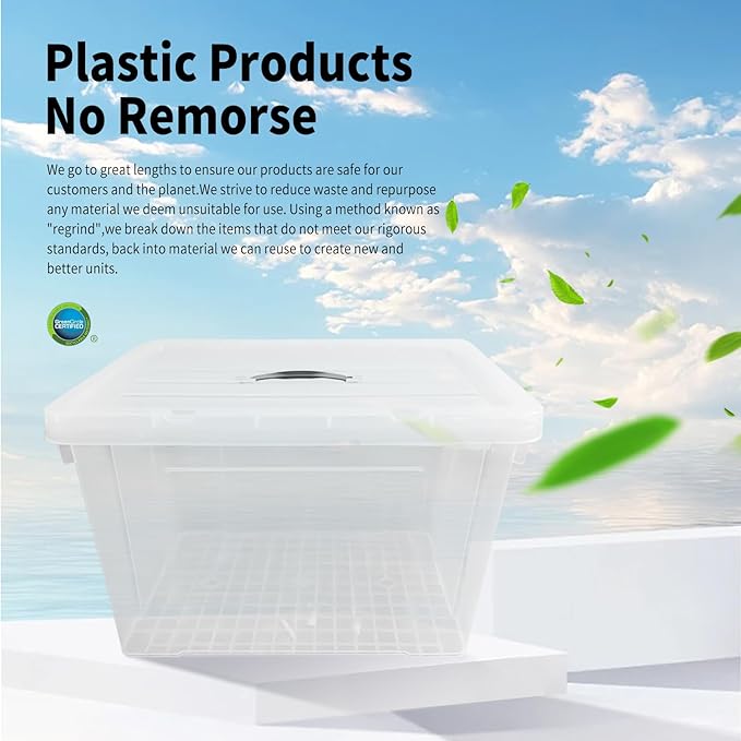 90 Quart 4-Pack Heavy-Duty Stackable Clear Storage Bins with Lids - Premium Clear Plastic Organizing Containers for Home, Office, Closet & Bathroom BPA-Free, Secure Latches and Pull Handles