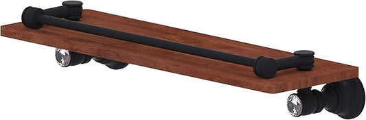 Allied Brass CC-1-16-GAL-IRW Carolina Crystal Collection 16 Inch Gallery Rail Wood Shelf, Matte Black