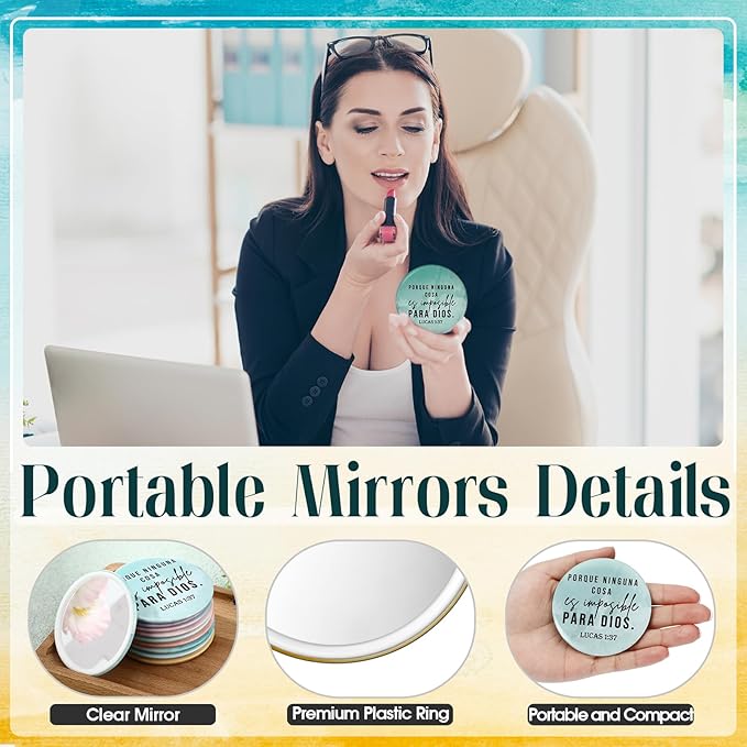 GlikCeil 40 Pcs Christian Compact Mirrors Bulk for Women Inspirational Bible Verse Pocket Mirror Mini Purse Makeup Mirror Christian Church Gift for Mother's Day Mom Church Party Favor (Religious)