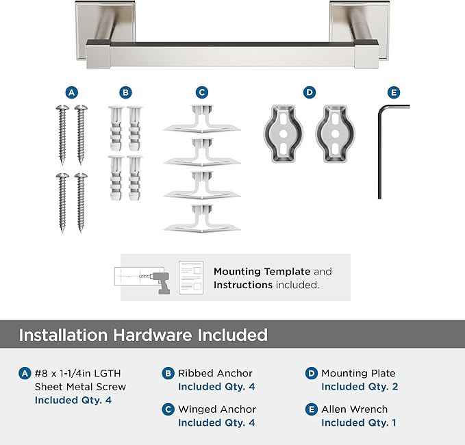 Amerock Appoint Polished Nickel 8 inch (203mm) Towel Bar, BH36075PN