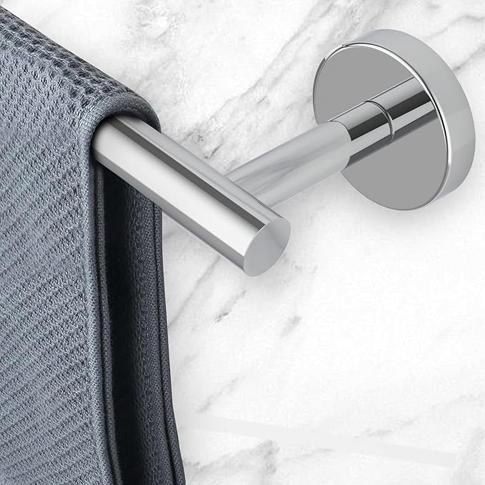 Newfun 10 Pieces Polished Chrome Bathroom Hardware Set - Includes 24 inch Towel Bar, Robe Hook, Toilet Paper Holder, Stainless Steel Bathroom Accessories Set for Bathroom Wall Mounted