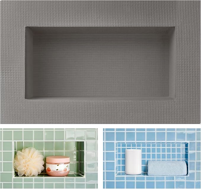 Shower Niche Insert Tile Ready 12"x6",Niche for Shower Wall,Waterproof Ready-to-Tile Niches Recessed Box Shelf for Showers Wall Bathroom Renovation/Soap Storage,Outer Size 16"x10",Depth 4”