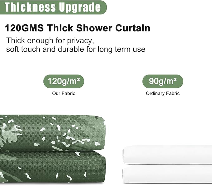 Hokibero Olivie Green Misty Forest Mountain Nature Tree Fabric Shower Curtains for Bathroom Waterproof Heavy Duty Green and White Woohitedland Shower Curtain Bathtubs Hotel, 72 x 78 inch