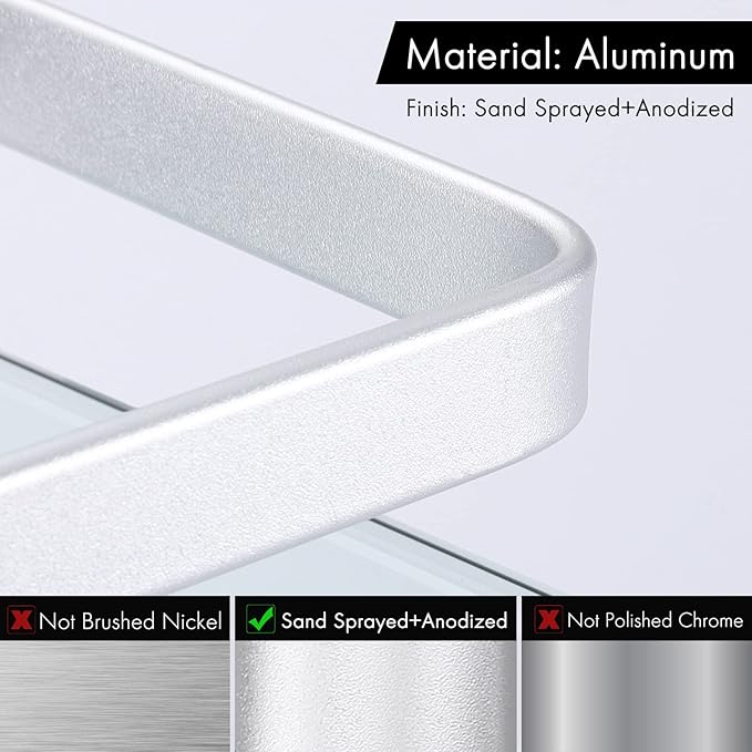 KES Bathroom Glass Shelf for Bathroom 2 Tier, Glass Storage Wall Mounted Tempered Glass and Aluminum Silver, A4126B