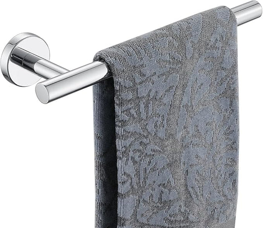 JQK Hand Towel Holder Towel Ring Chrome, 10 Inch Thicken 0.8mm 304 Stainless Steel Bathroom Hand Towel Bar, 9 Inch Useable Length Wall Mount Towel Rack Hanger, Polished Steel, THH110L9-CH