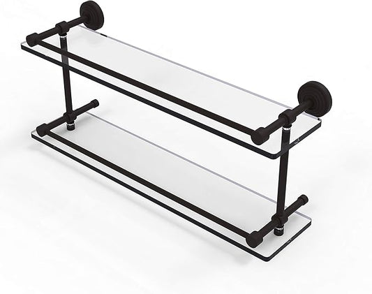 Allied Brass WP-2/22-GAL-ORB Waverly Place 22 Inch Double Gallery Rail Glass Shelf, Oil Rubbed Bronze