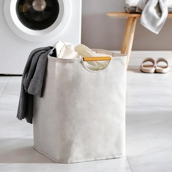 2Pcs Large Laundry Hampers with Handles, 60L Foldable Laundry Hamper, Freestanding Waterproof Clothes Hamper for Bedroom, Bathroom, Dorm, Laundry Room15.3"L x 10.6"W x 20.8"H (Grey)