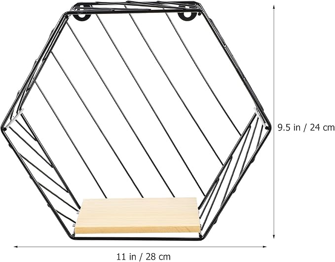 FOMIYES Wall Storage Shelf Iron Rack Black Hexagon Multi-Functional Wall-Mounted Shelf for Bathroom Kitchen Living Room Storage Organization