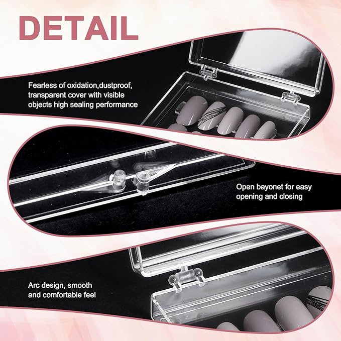 CloudTrip 15 Pcs Large (8 x 8cm) Press On Nail Packaging Storage Box and 60pcs Adhesive Tabs - Acrylic Organizer Case for Artificial Nail Business Supplies (Clear 15 Pack)
