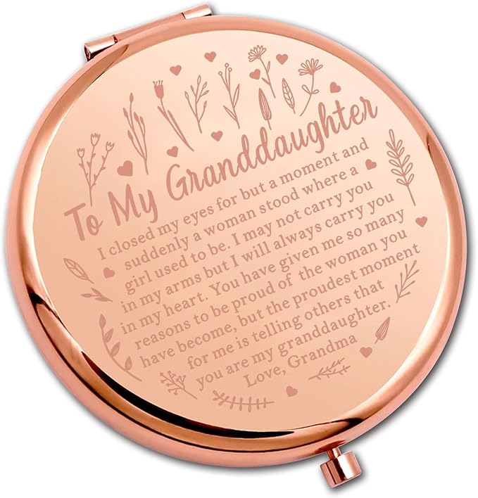 PLITI Granddaughter Gift Granddaughter Graduation Gift to My Granddaughter Compact Mirror Grandpa Grandma (Granddaughter Closed CMrg)