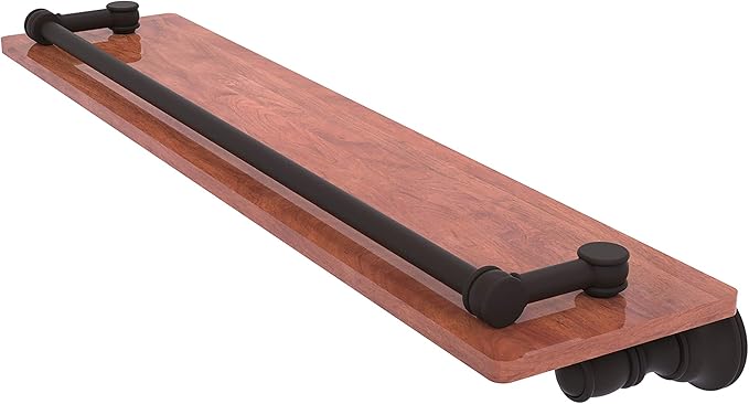 Allied Brass CL-1-22-GAL-IRW Carolina Collection 22 Inch Gallery Rail Wood Shelf, Oil Rubbed Bronze