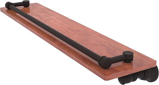Allied Brass CL-1-22-GAL-IRW Carolina Collection 22 Inch Gallery Rail Wood Shelf, Oil Rubbed Bronze