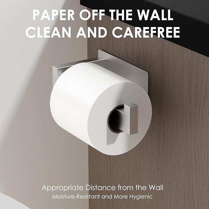Auxmir Toilet Paper Holder Self Adhesive, Premium Thicken SUS304 Stainless Steel Rustproof Toilet Roll Holder No Drilling, Wall Mount Toilet Tissue Holder for Bathroom Kitchen Washroom, Brushed Nickel