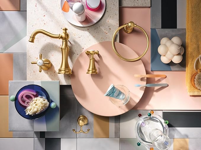 Moen Weymouth Brushed Gold Bathroom Hand -Towel Ring, YB8486BG