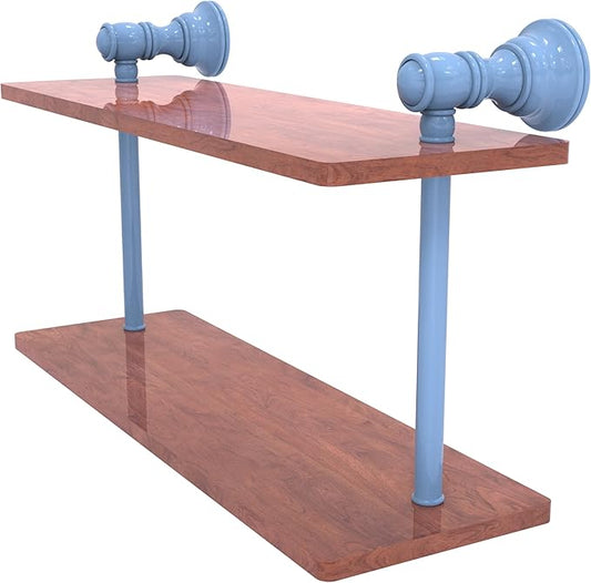 Allied Brass CL-2-16-IRW-FTB Carolina Collection 16 Inch Two Tiered Wood Shelf, Flat Troll Blue