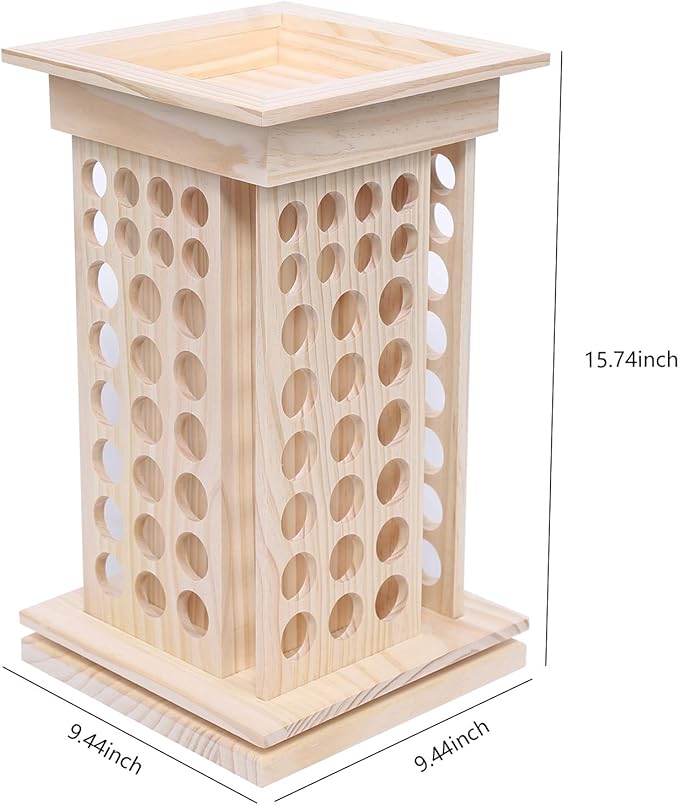 104-Slot 8 Tier Wooden Rotating Essential Oil Rack, Multi-Layer Essential Oil Bottle Display Storage Organizer Display Stand Diffuser Holder 104-Slots for 2.6cm/3cm Diameter Bottles