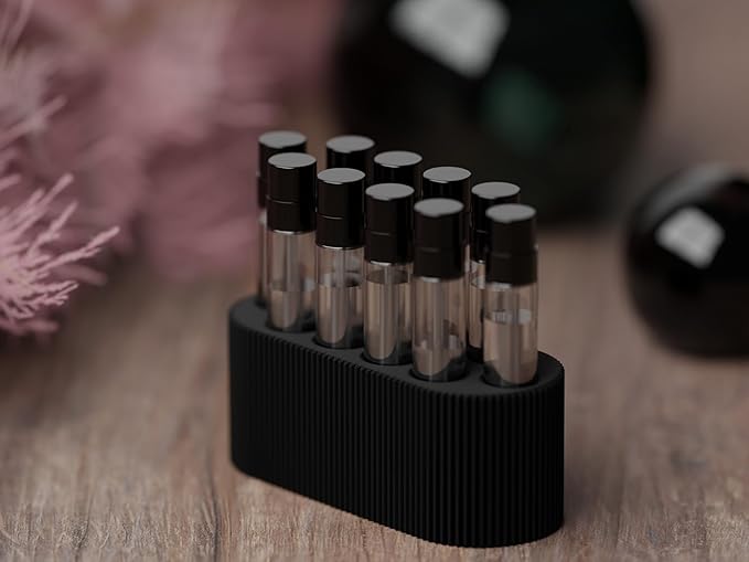 Perfume Sample Organizer for Bathroom or Vanity ?€? Ideal Makeup and Skincare Storage, Desk and Bathroom Counter Organizer, Gift for Her ((BLACK) Fits 2mL Perfume Samples (Standard Size))