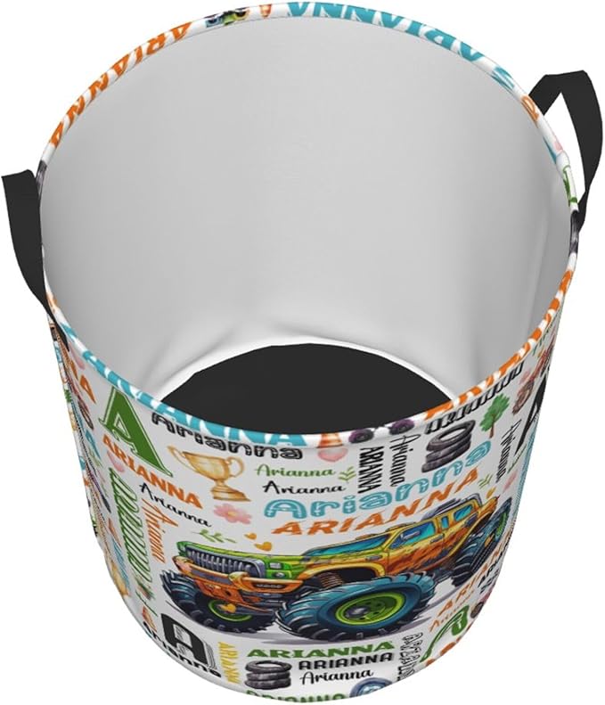 Personalized Truck Laundry Basket For Baby Kids Boys Girls Adult Custom Hamper Basket With Name For Bathroom Bedrooms Collapsible Baby Laundry Basket, Dirty Clothes Hamper With Handles