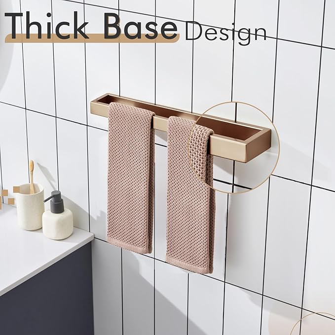 KOKOSIRI Towel Holder 16-Inch Hand Towel Bar Kitchen Rack Champagne Bronze Stainless Steel for Bathroom Wall Mount, 1 Pack B4008CPG-L16