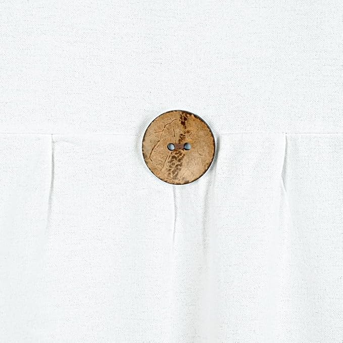 Farmhouse Shower Curtain, White Cloth Button Curtain, Cotton Blend Fabric, Rustic Country Shabby Chic Style, 72x72 in, Bathroom