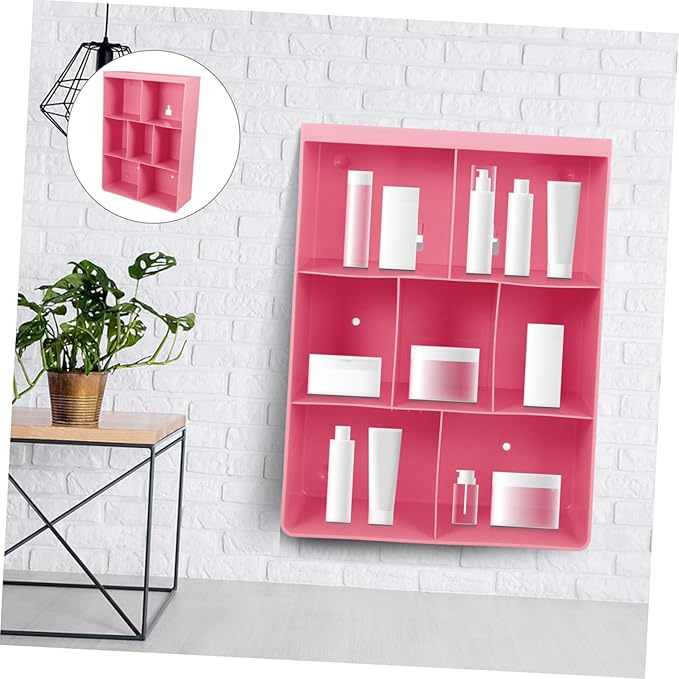 BESTYASH 1Pc Wall Mounted Storage Rack No Drilling Adhesive Shelf for Bathroom Kitchen Bedroom Material for Organizing Cups Bottles Cans