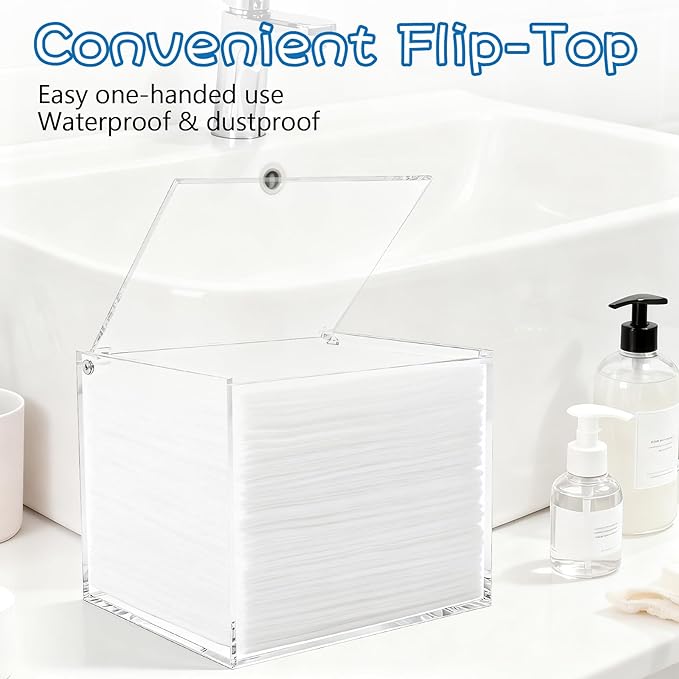 Clear Acrylic Disposable Face Towel Holder-Compatible with Clean Skin Club Facial Towel XL, Acrylic Face Towelette Storage Box Container, Cosmetic Organizer for Bathroom Countertop Storage