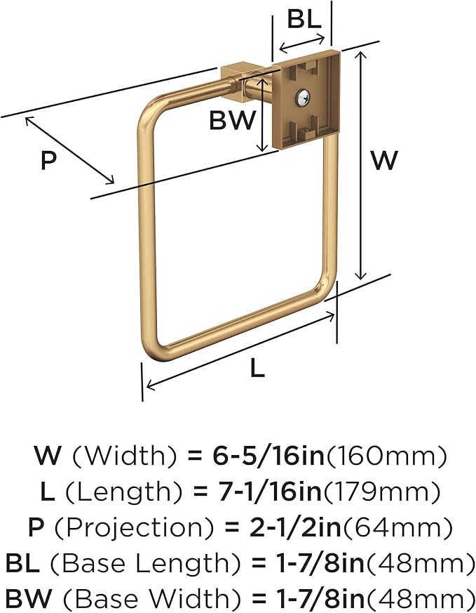 Amerock BH36072 Appoint 7-1/16" Wall Mounted Towel Ring - Champagne Bronze
