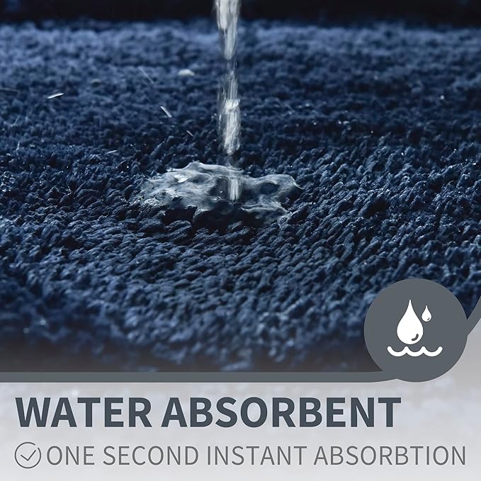 GRANNY SAYS Bathroom Rugs and Mats, 16" x 24" Non-Slip Bath Mat for Bathroom, Super Soft Absorbent Microfiber Bath Rug, Machine Washable and Dry, Small Navy Rug for Shower, Tub and Bath Floor