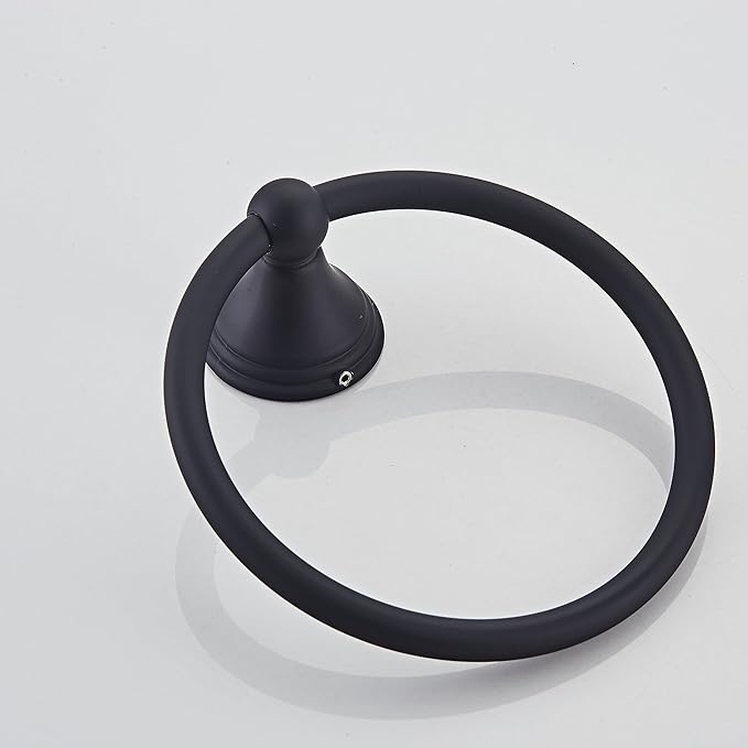 Towel Ring for Bathroom, Matte Black Hand Towel Holder 1 Pack, Bathroom Accessories and Towel Racks for Bathroom Wall Mount