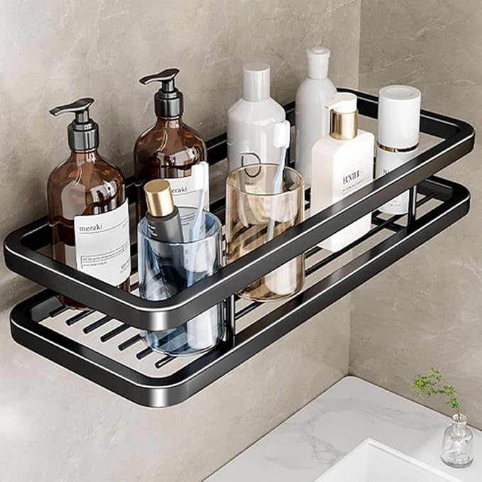 Detachable Carbon Steel Organizer, Large Capacity, Hanging Rustproof Shelf, for Bathroom, Kitchen, Living Room (Color : 7.8inch, Size : Black Single)