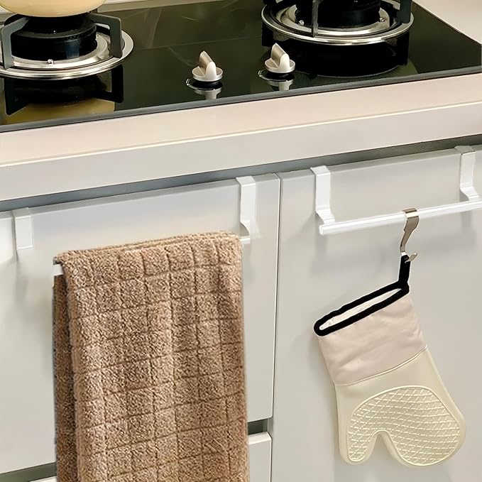 2Pack 9Inch Stainless Steel Over Cabinet Door Towel Bar Holders(White)