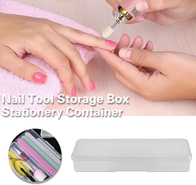 Storage Case Cosmetic Brush Box Nail Tool Holder Space-saving Smooth Surface Practical Plastic 2Pcs Clear, Large