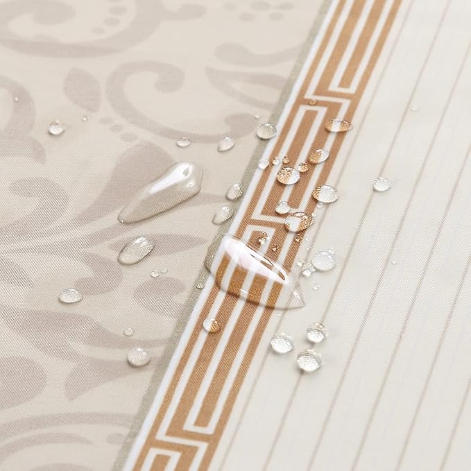 Seville Farmhouse Tan Polyester Stripes Printed Modern Shower Curtain,Decorative Yellow Waterproof Fabric Stall Bathroom Curtains,Small 54" W x 72" L
