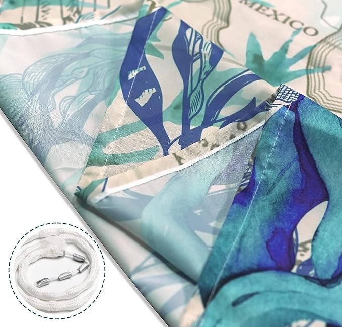 Aipon Nautical Sea Turtle Shower Curtain Ocean Octopus Beach Coastal Blue Seashell Jellyfish Theme Extra Long Waterproof Fabric Shower Curtains for Bathroom Bath Curtain Decor (Green6, 72'' × 78'')