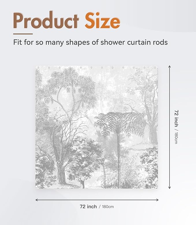 MAMUSE Shower Curtain for Bathroom - Cute Aesthetic Decorative Modern Girly Unique Girls Design Pretty Women Waterproof Fabric Cloth Cortinas de Baño Bathtub 72 x 72 Inch, Black Forest