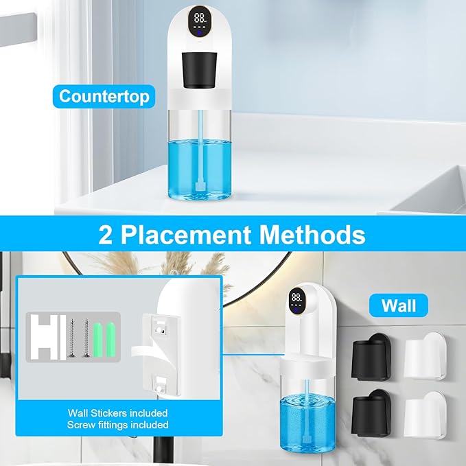 Automatic Mouthwash Dispenser for Bathroom, 20.29 oz Touchless Smart Wall-Mounted Mouth Wash Dispensers, 4 Magnetic Cups, 4 Dispensing Modes, Hands-Free Bathroom Accessories for Home Kids Family-White